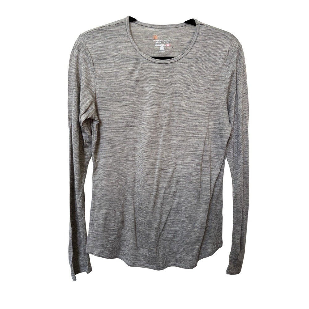 Cloudveil Womens Grey Merino Wool Long Sleeve Base Layer Top Size M 1142102